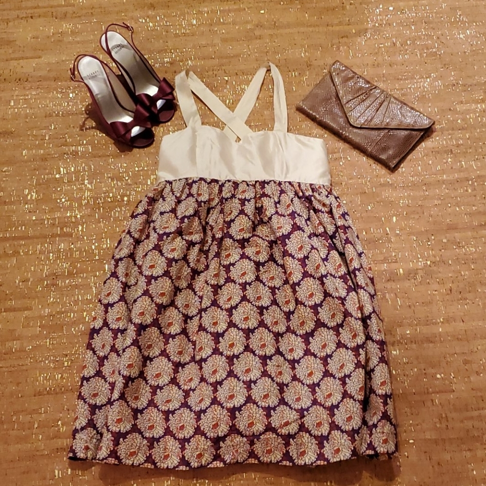 Cream, Pink & Plum LaRoque Dress
